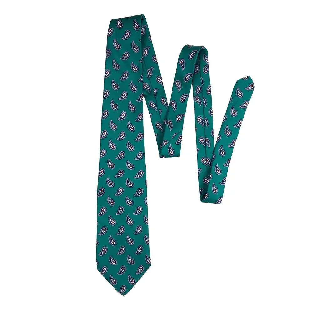Robert Talbott Silk Tie Men Green Paisley Claymore Shop Hand Sewn USA